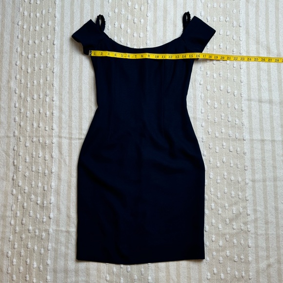 Vera Wang vintage navy knee length off the shoulder cocktail dress size 10 - Picture 3 of 10